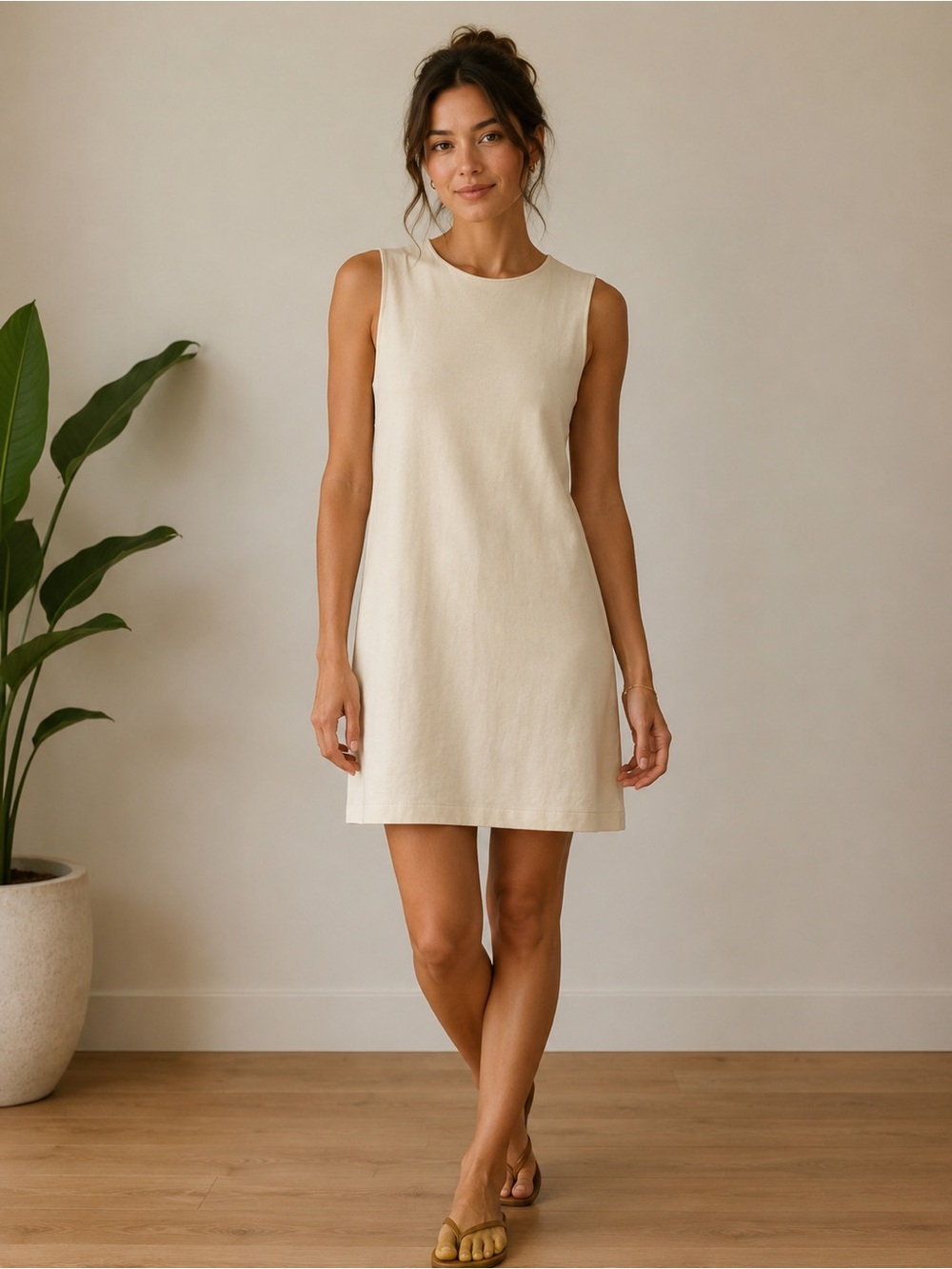 H&M Cream Sleeveless Mini Dress – Size Small